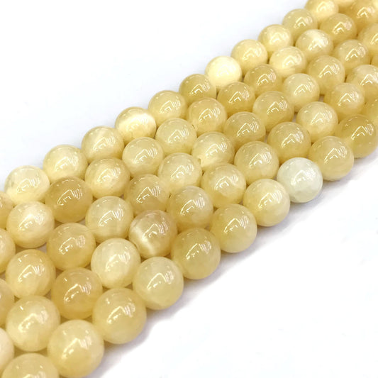 CJA133 Honey Jade Beads Smooth Round 12mm 15" Strand