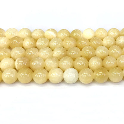 CJA133 Honey Jade Beads Smooth Round 12mm 15" Strand