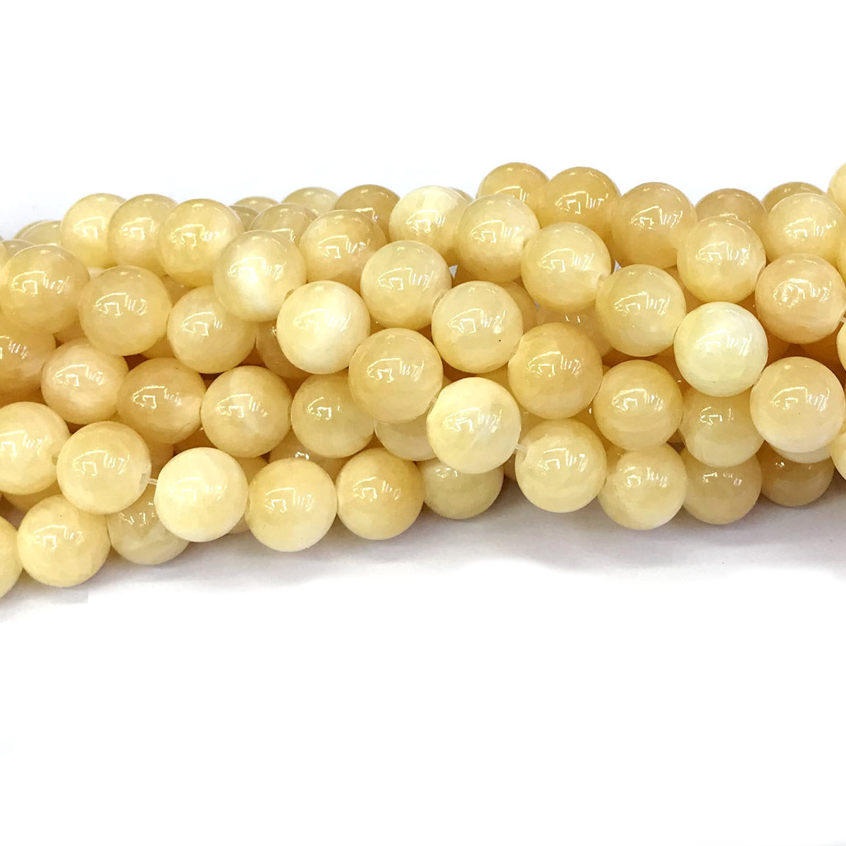 CJA133 Honey Jade Beads Smooth Round 12mm 15" Strand