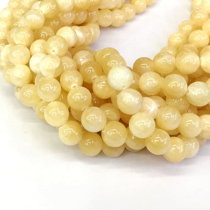 CJA133 Honey Jade Beads Smooth Round 12mm 15" Strand