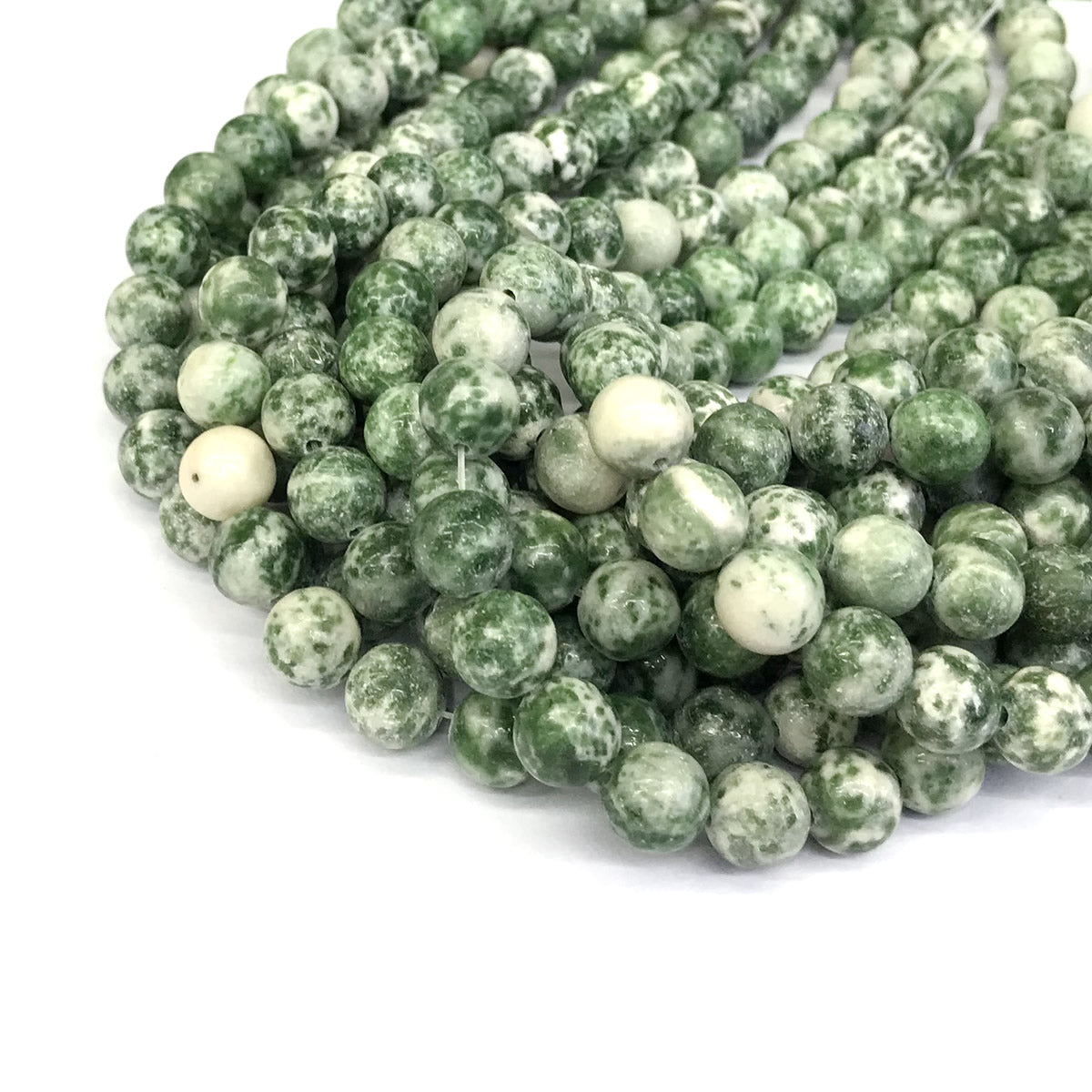 CJA140 Qinghai Jade Beads Smooth Round 8mm 15" Strand