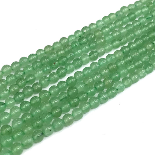 CJA147 Green Aventurine Jade Beads Smooth Round 4mm 15" Strand