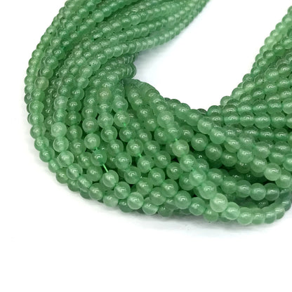 CJA147 Green Aventurine Jade Beads Smooth Round 4mm 15" Strand