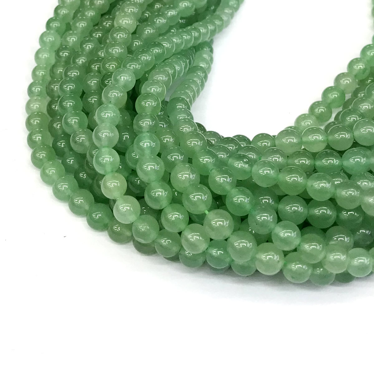 CJA148 Green Aventurine Jade Beads Smooth Round 6mm 15" Strand