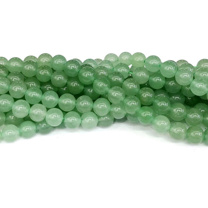 CJA149 Green Aventurine Jade Beads Smooth Round 8mm 15" Strand