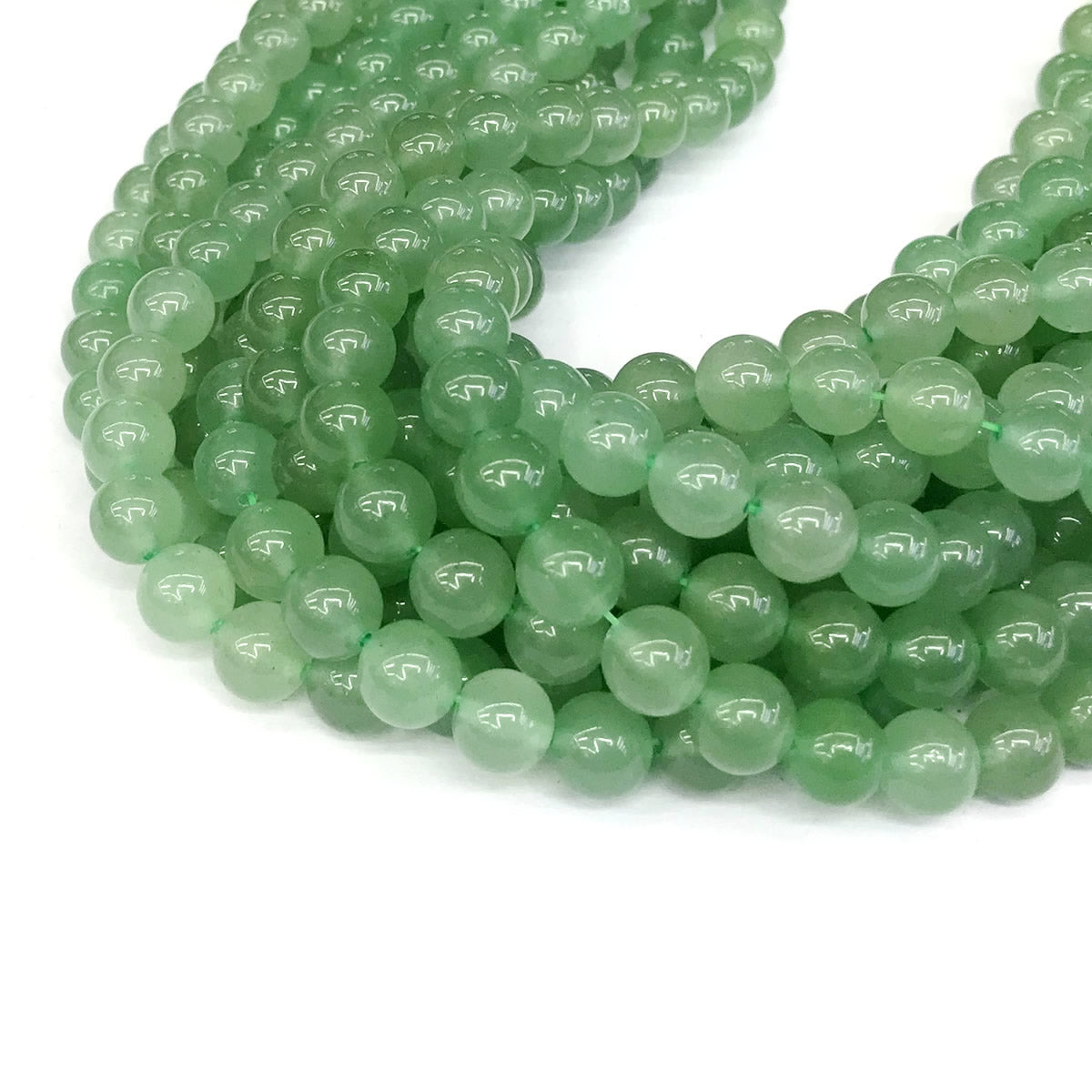 CJA149 Green Aventurine Jade Beads Smooth Round 8mm 15" Strand