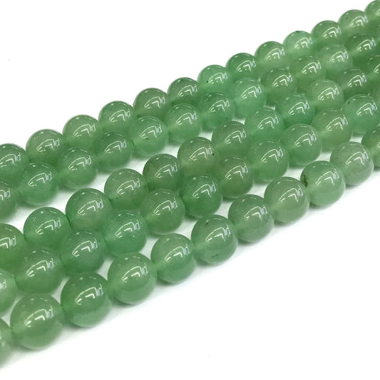 CJA150 Green Aventurine Jade Beads Smooth Round 10mm 15" Strand