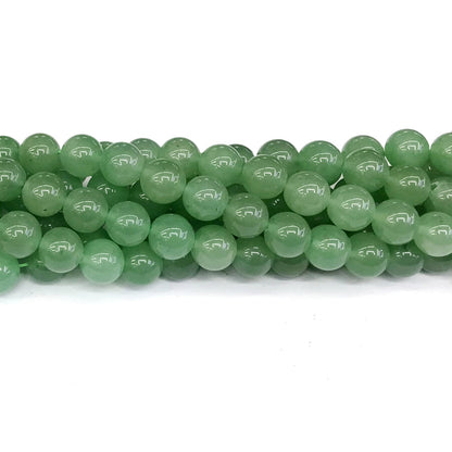 CJA150 Green Aventurine Jade Beads Smooth Round 10mm 15" Strand