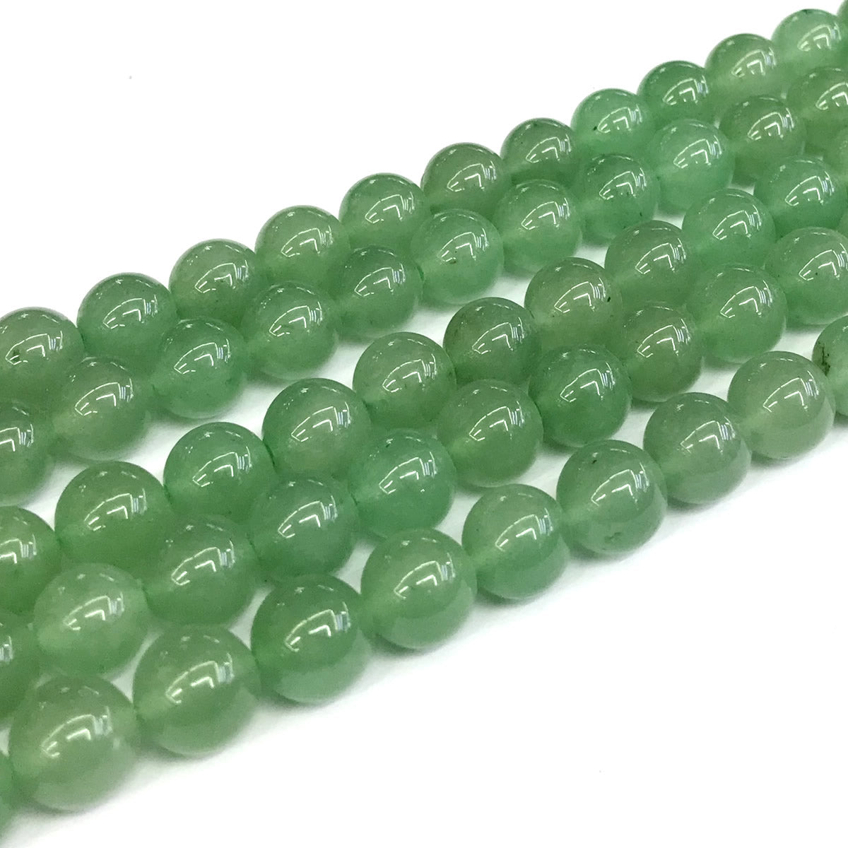 CJA151 Green Aventurine Jade Beads Smooth Round 12mm 15" Strand