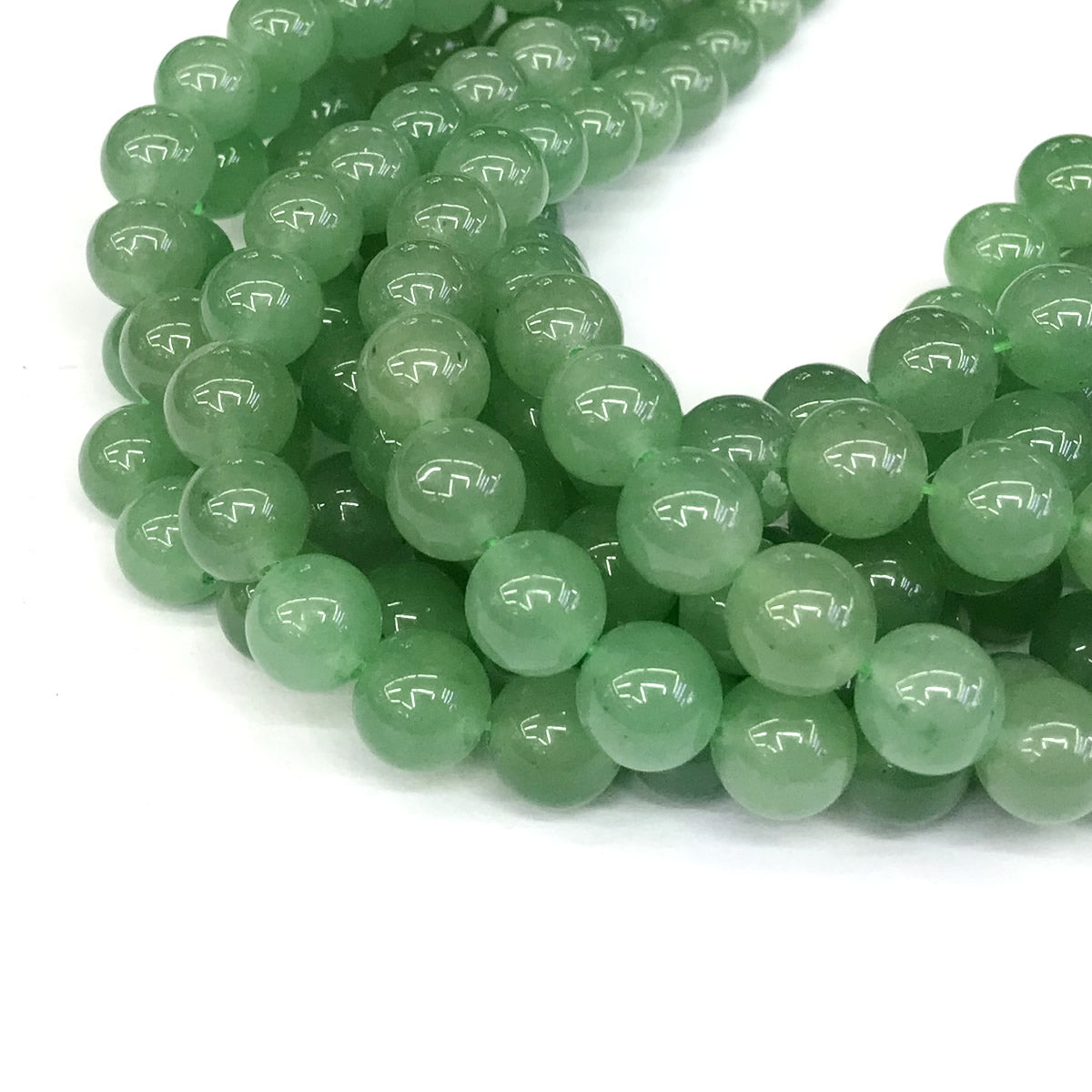 CJA151 Green Aventurine Jade Beads Smooth Round 12mm 15" Strand