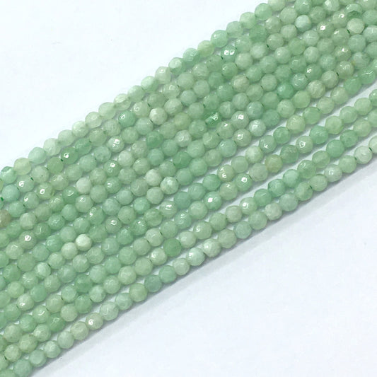 CJA24 Green Jade Beads Faceted Round 4mm 15.5" Strand