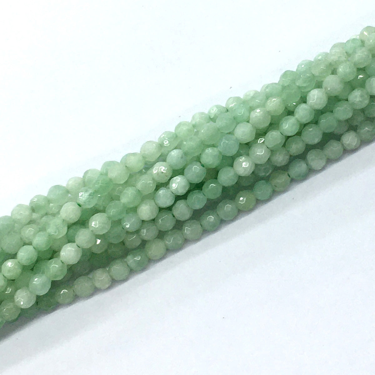 CJA24 Green Jade Beads Faceted Round 4mm 15.5" Strand