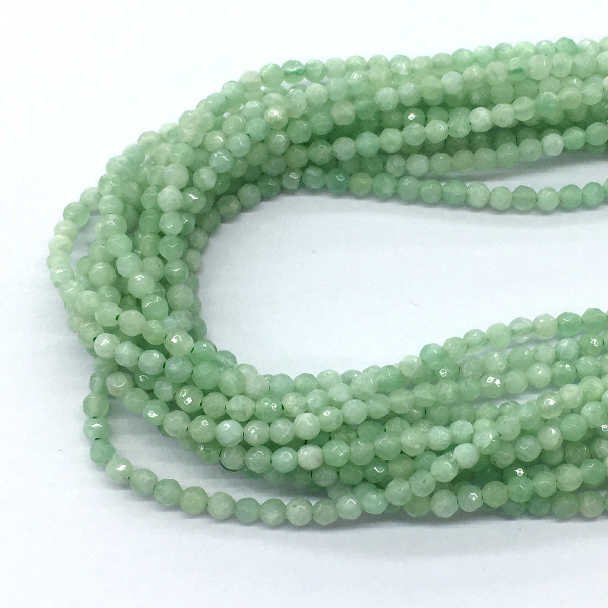 CJA24 Green Jade Beads Faceted Round 4mm 15.5" Strand