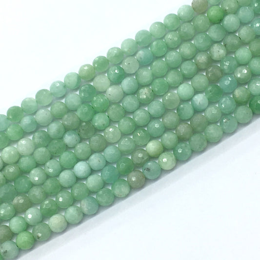 CJA25 Green Jade Beads Faceted Round 6mm 15.5" Strand