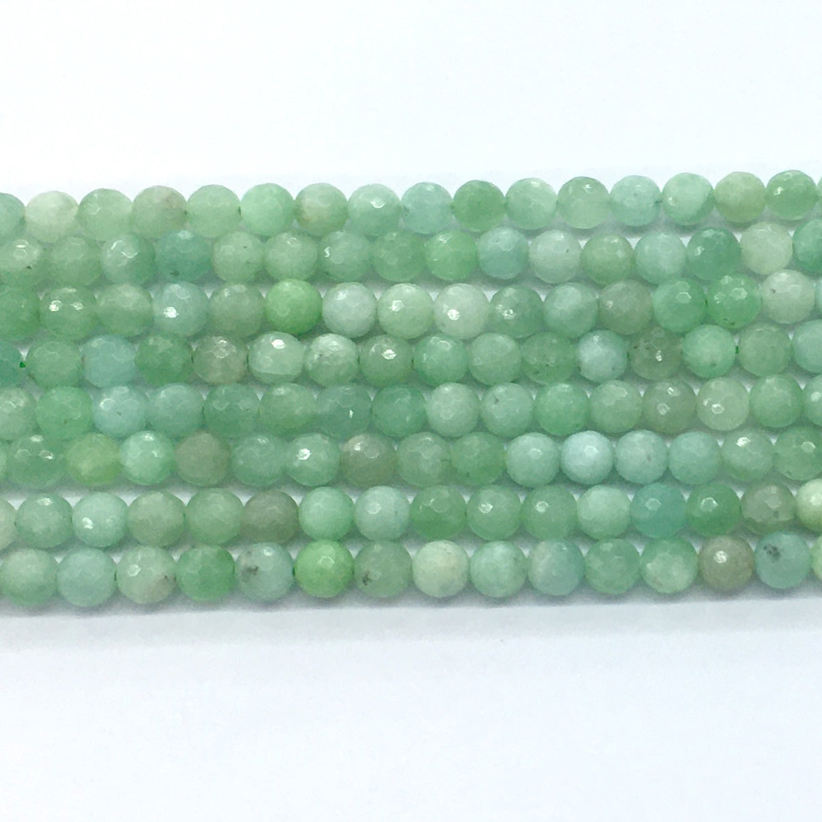 CJA25 Green Jade Beads Faceted Round 6mm 15.5" Strand