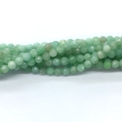 CJA25 Green Jade Beads Faceted Round 6mm 15.5" Strand