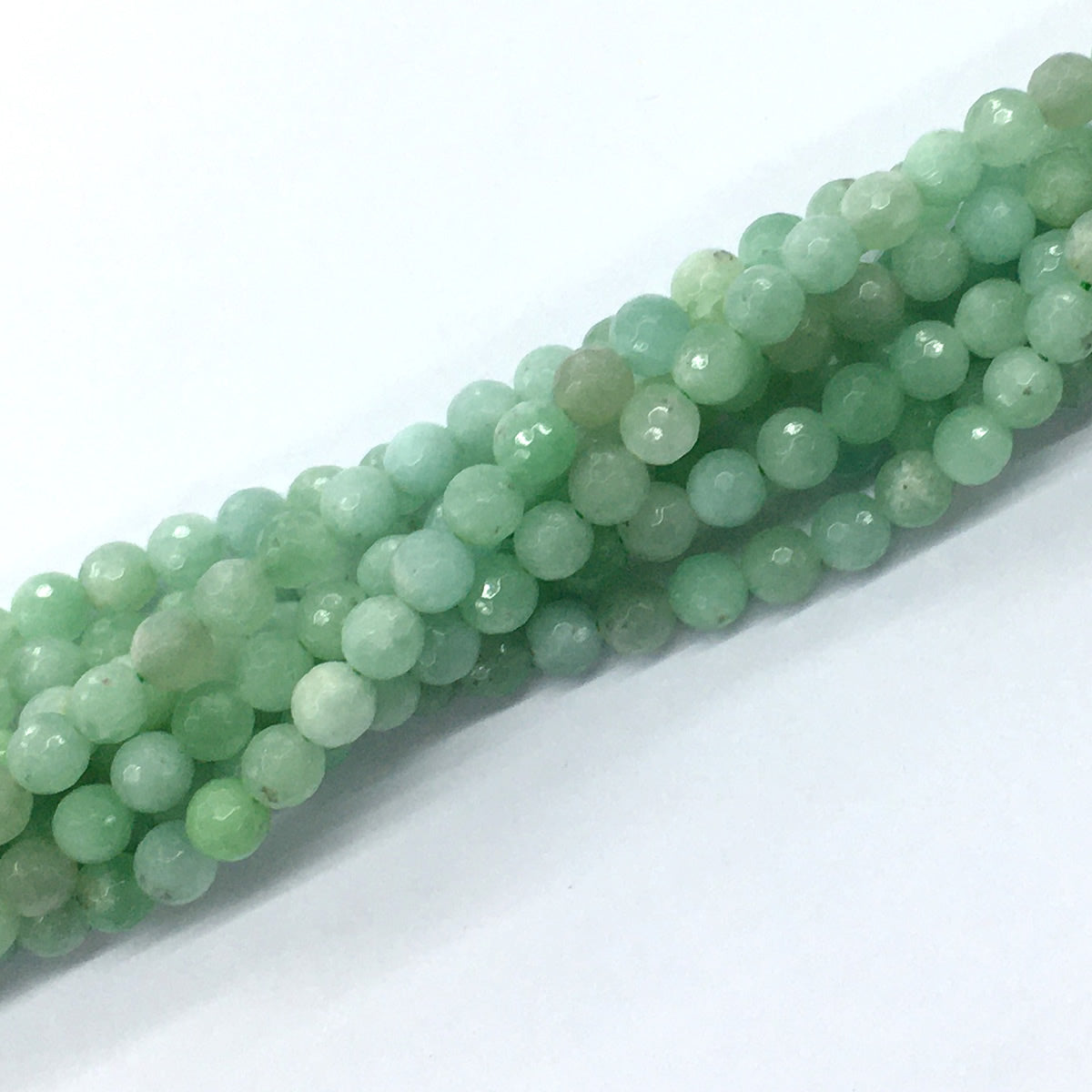 CJA25 Green Jade Beads Faceted Round 6mm 15.5" Strand