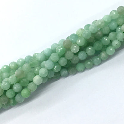 CJA25 Green Jade Beads Faceted Round 6mm 15.5" Strand