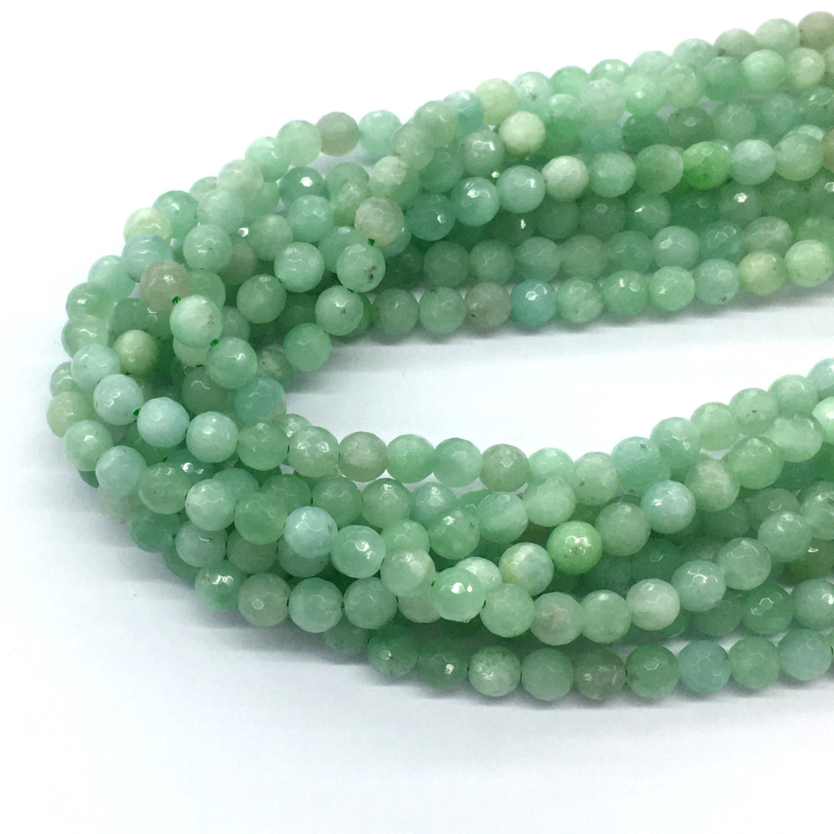 CJA25 Green Jade Beads Faceted Round 6mm 15.5" Strand