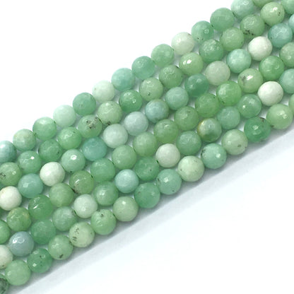 CJA26 Green Jade Beads Faceted Round 8mm 15.5" Strand