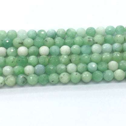 CJA26 Green Jade Beads Faceted Round 8mm 15.5" Strand