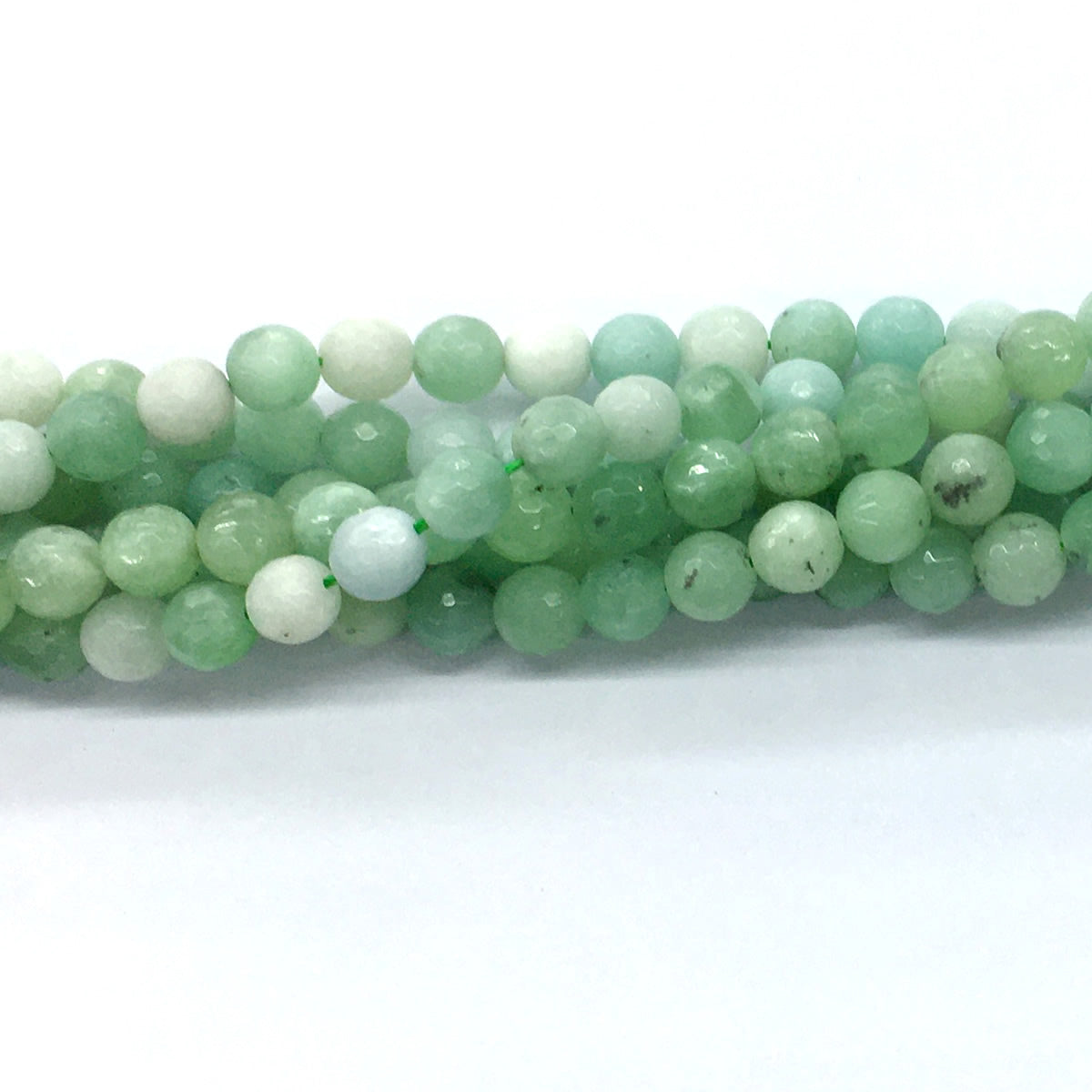 CJA26 Green Jade Beads Faceted Round 8mm 15.5" Strand