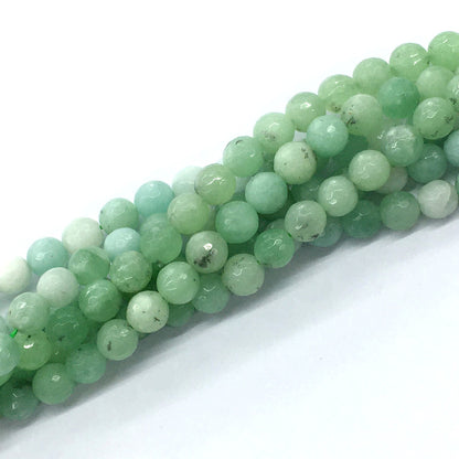 CJA26 Green Jade Beads Faceted Round 8mm 15.5" Strand