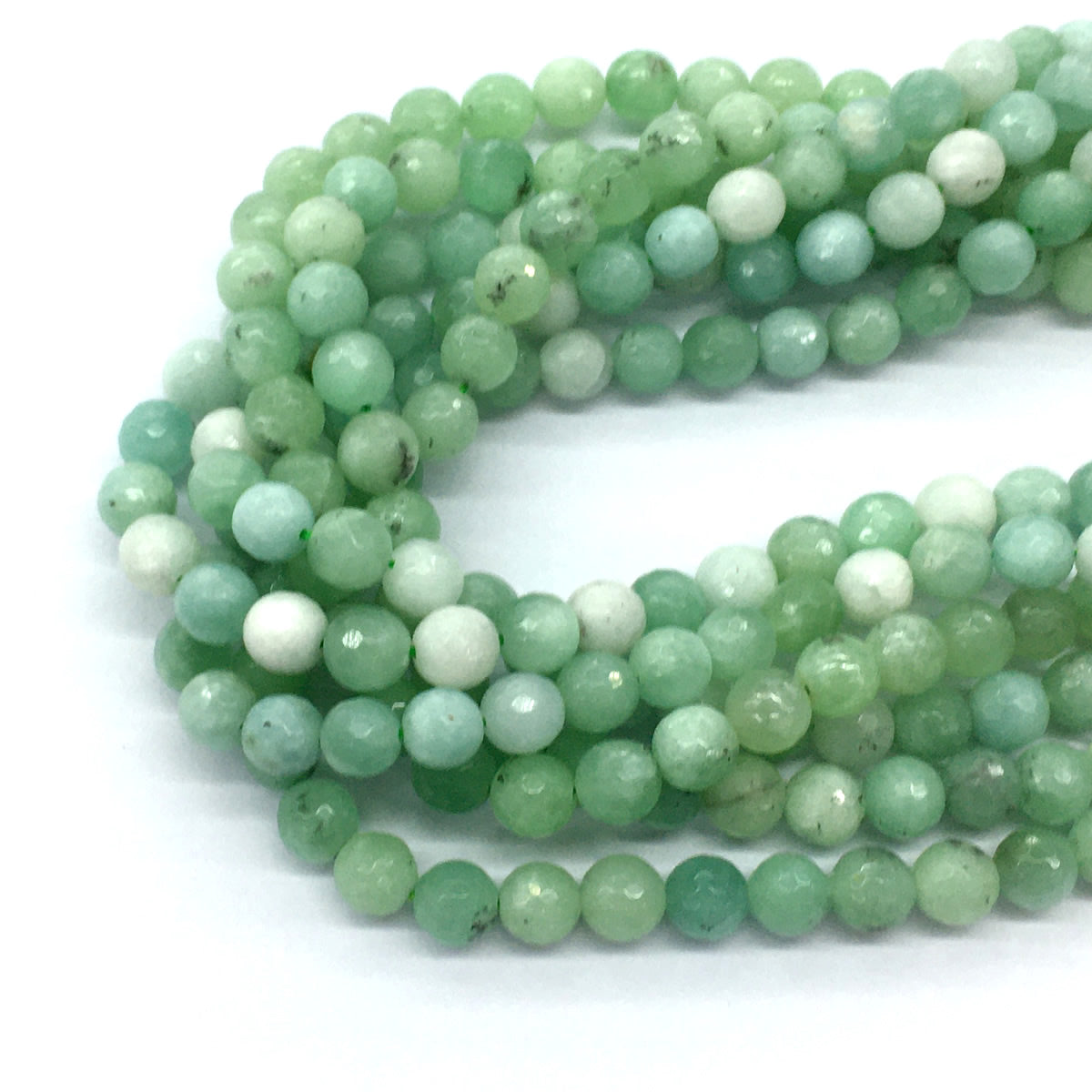 CJA26 Green Jade Beads Faceted Round 8mm 15.5" Strand