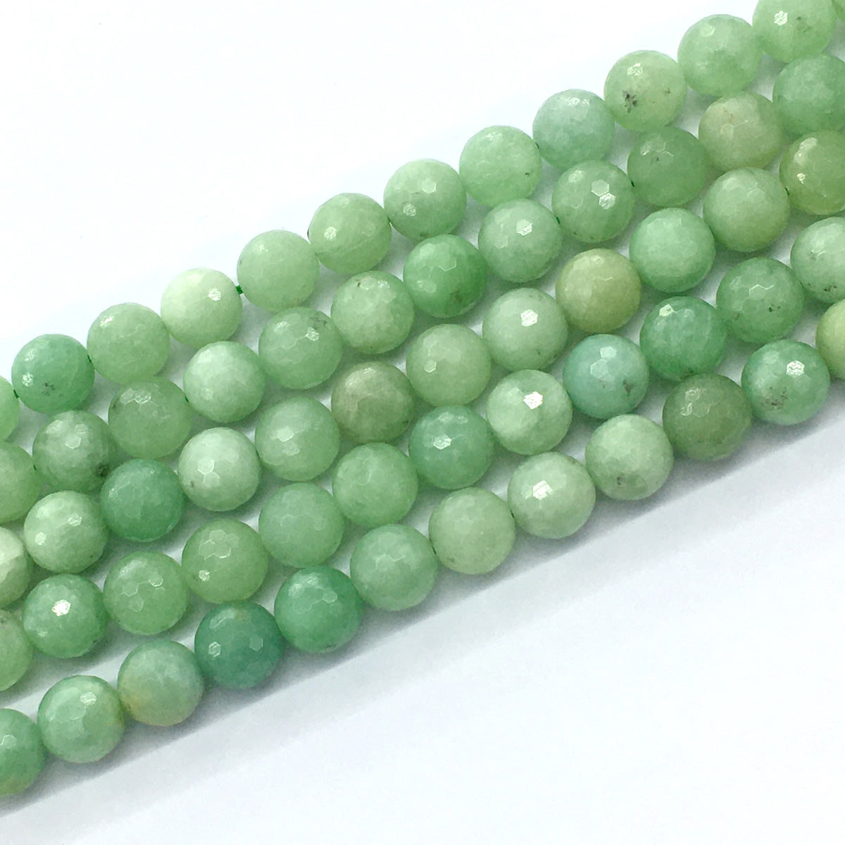 CJA27 Green Jade Beads Faceted Round 10mm 15.5" Strand