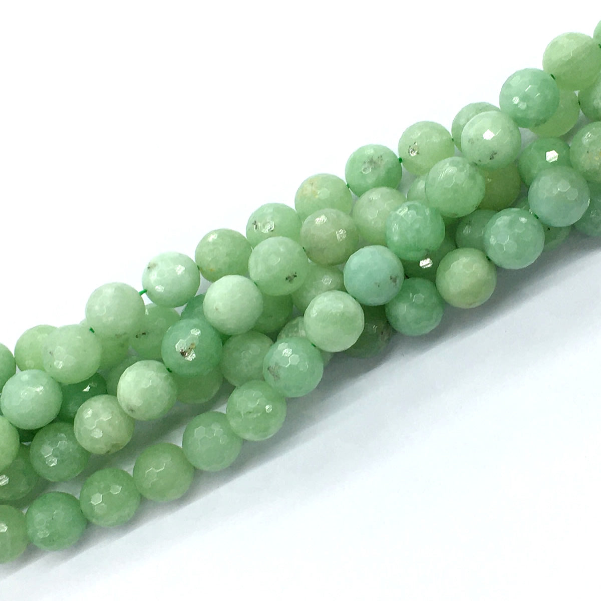 CJA27 Green Jade Beads Faceted Round 10mm 15.5" Strand