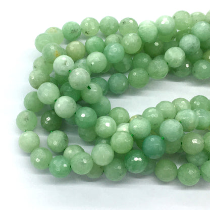 CJA27 Green Jade Beads Faceted Round 10mm 15.5" Strand