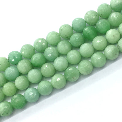 CJA28 Green Jade Beads Faceted Round 12mm 15.5" Strand