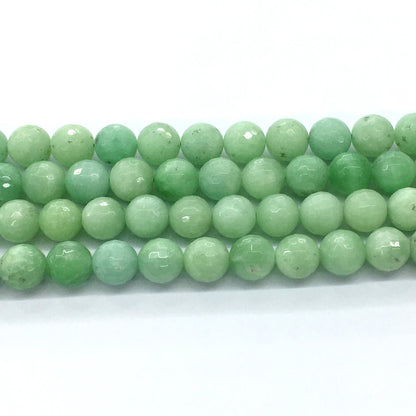 CJA28 Green Jade Beads Faceted Round 12mm 15.5" Strand