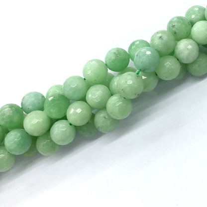 CJA28 Green Jade Beads Faceted Round 12mm 15.5" Strand