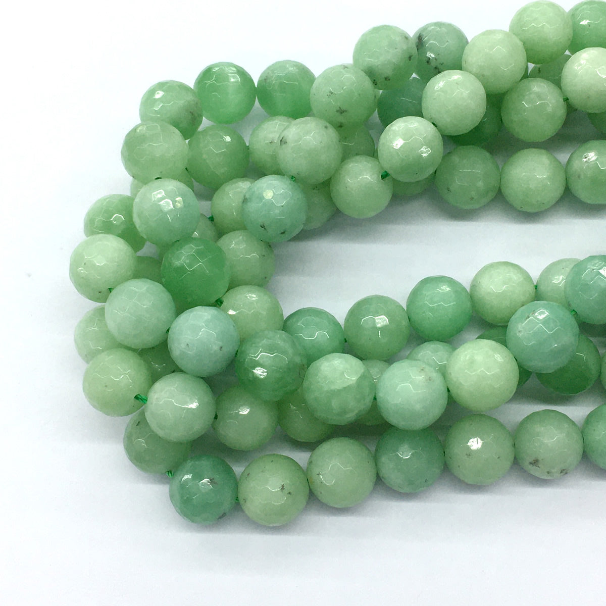 CJA28 Green Jade Beads Faceted Round 12mm 15.5" Strand