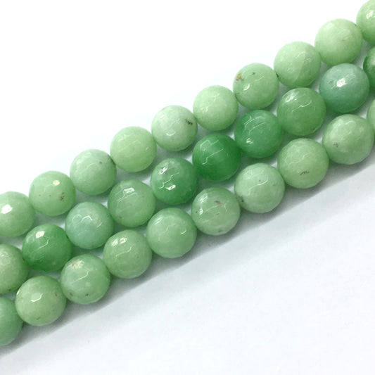 CJA29 Green Jade Beads Faceted Round 14mm 15.5" Strand