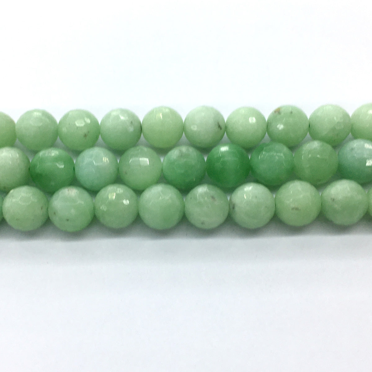 CJA29 Green Jade Beads Faceted Round 14mm 15.5" Strand