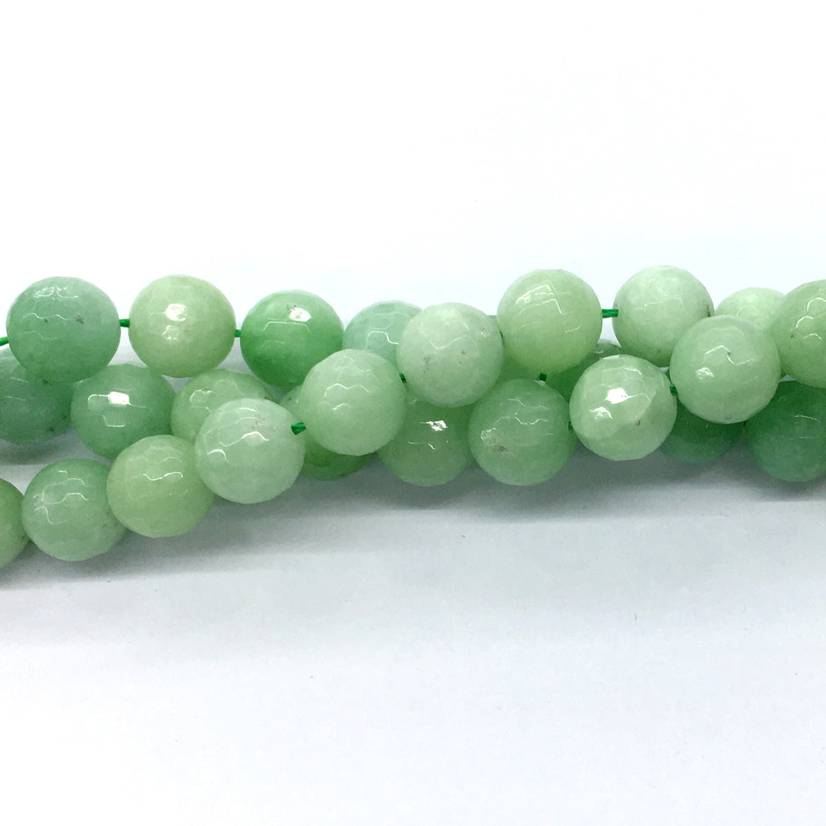 CJA29 Green Jade Beads Faceted Round 14mm 15.5" Strand