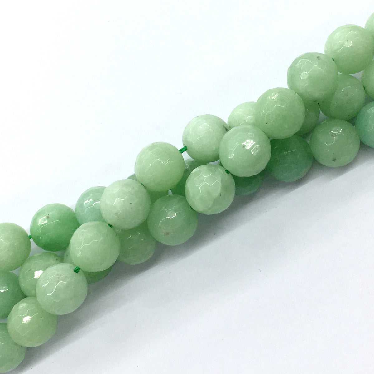 CJA29 Green Jade Beads Faceted Round 14mm 15.5" Strand