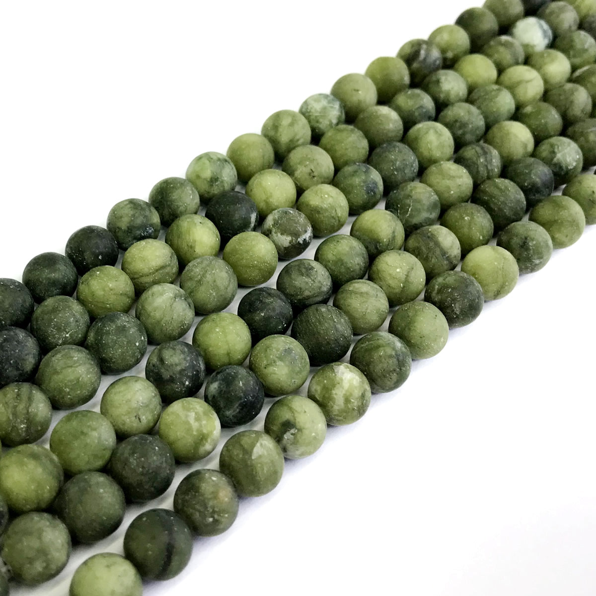 CJA34 China Jade Beads Matte Round 6mm 15" Strand