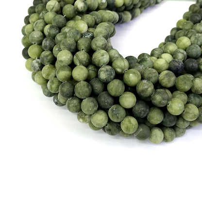 CJA34 China Jade Beads Matte Round 6mm 15" Strand