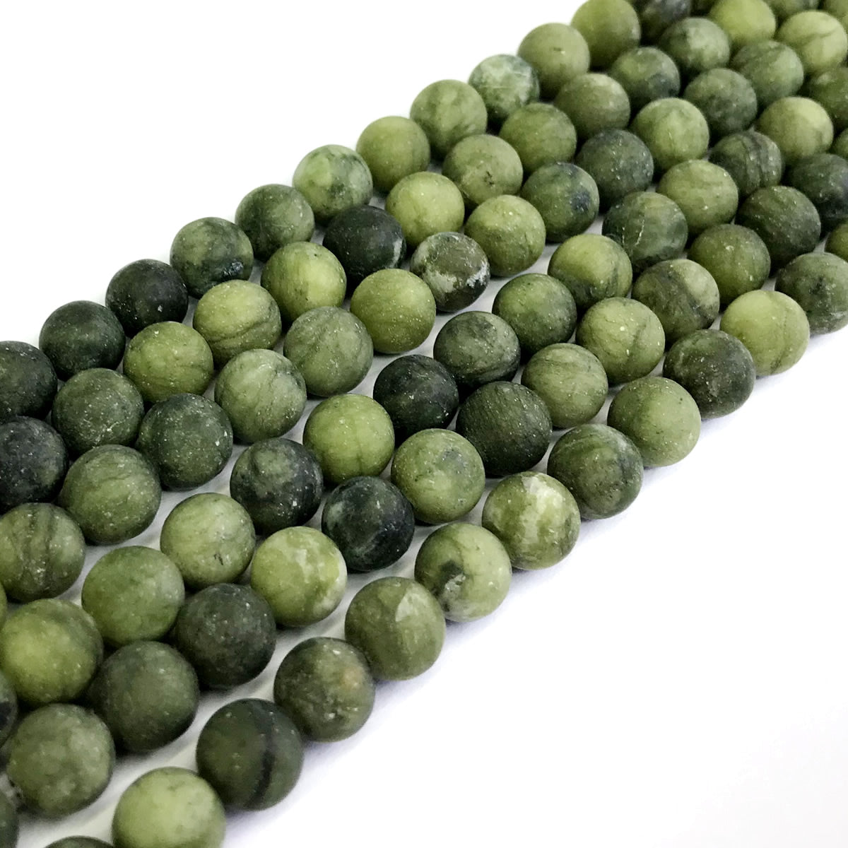 CJA35 China Jade Beads Matte Round 8mm 15" Strand