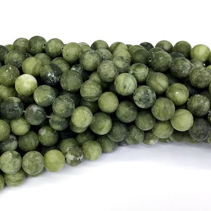 CJA35 China Jade Beads Matte Round 8mm 15" Strand