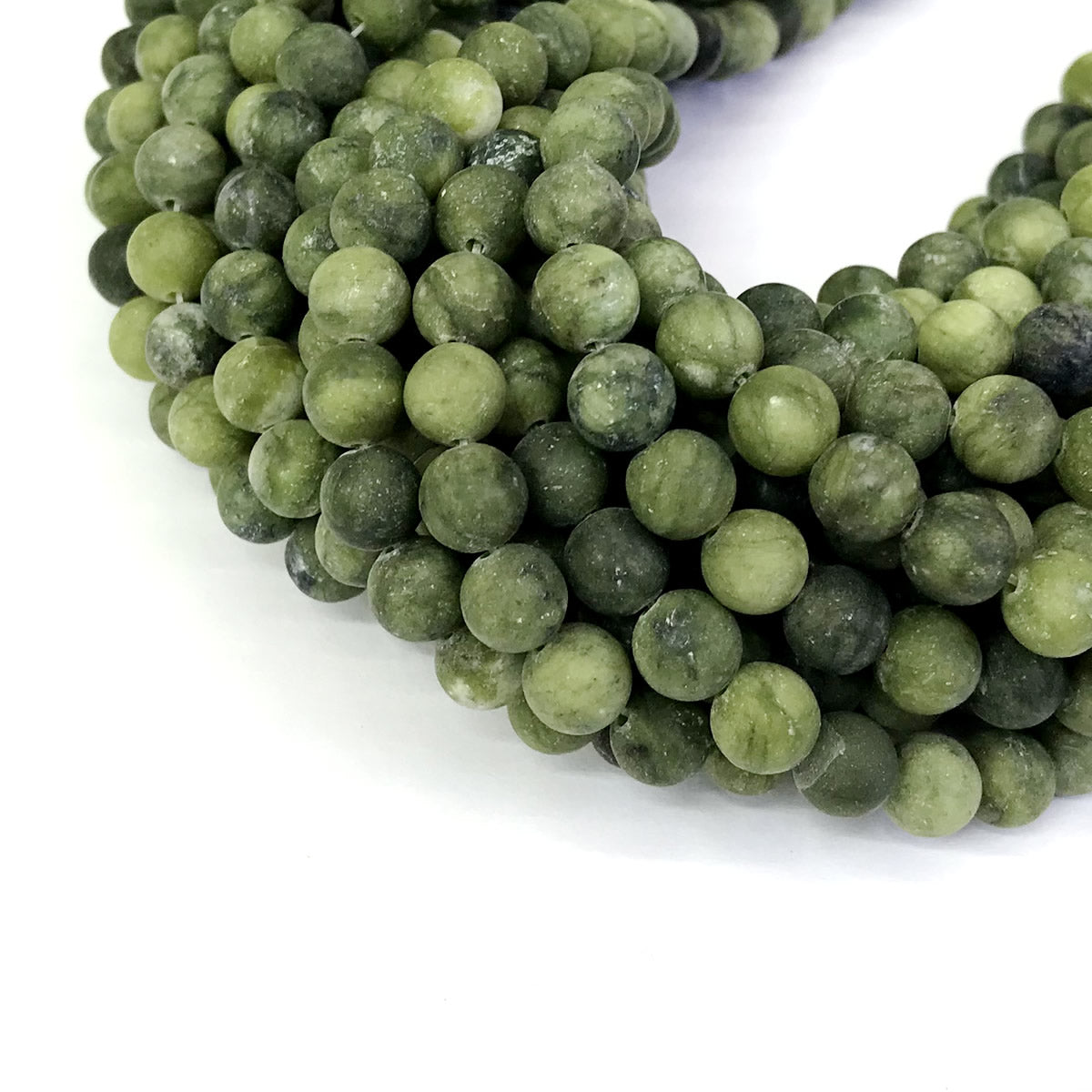 CJA35 China Jade Beads Matte Round 8mm 15" Strand