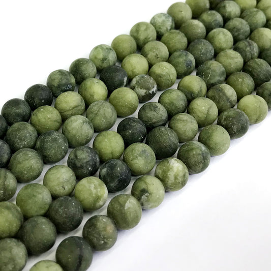 CJA36 China Jade Beads Matte Round 10mm 15" Strand