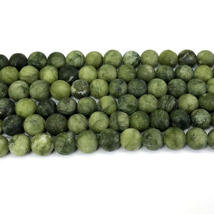 CJA36 China Jade Beads Matte Round 10mm 15" Strand