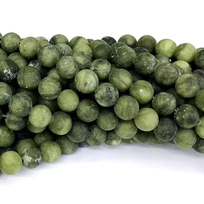 CJA36 China Jade Beads Matte Round 10mm 15" Strand