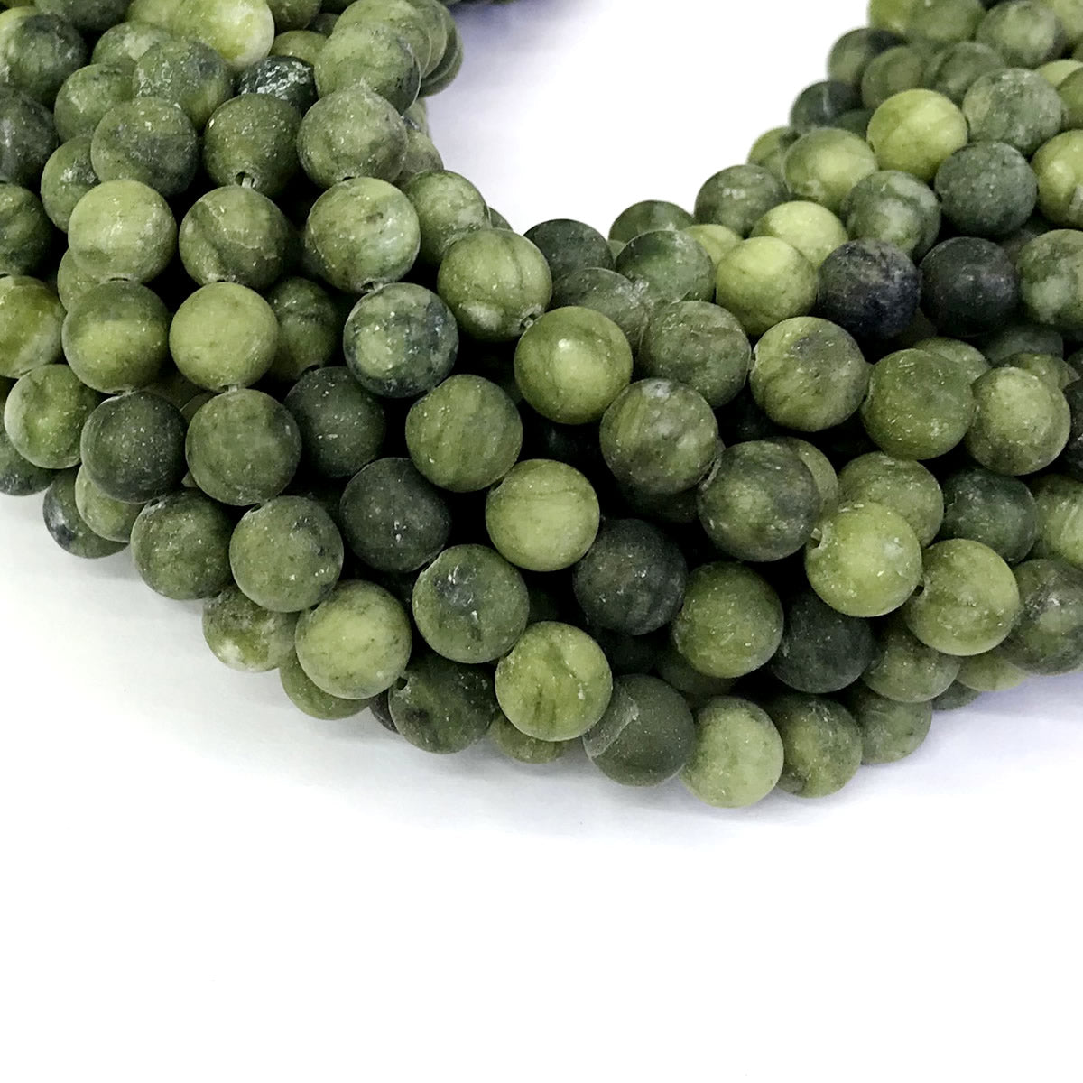 CJA36 China Jade Beads Matte Round 10mm 15" Strand