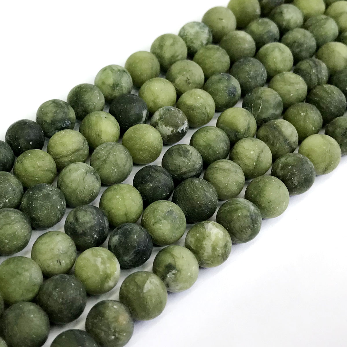 CJA37 China Jade Beads Matte Round 12mm 15" Strand