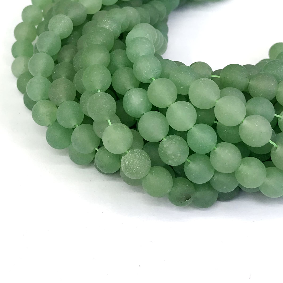 CJA43 Green Aventurine Jade Beads Matte Round 8mm 15" Strand